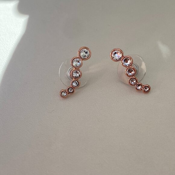 FAC Swarovski Crystal Rose Gold Tone Stud Earrrings - Picture 3 of 6